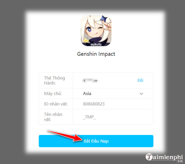 Cách nạp thẻ, nạp tiền game Genshin Impact