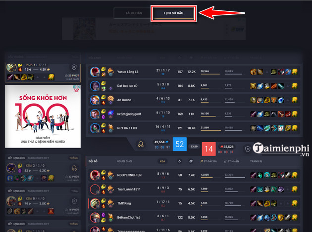 Cách Xem Lịch Sử Đấu Lol Trên Liên Minh Săm Soi