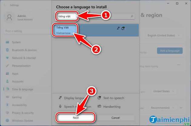 cach thay doi ngon ngu tieng viet tren windows 11