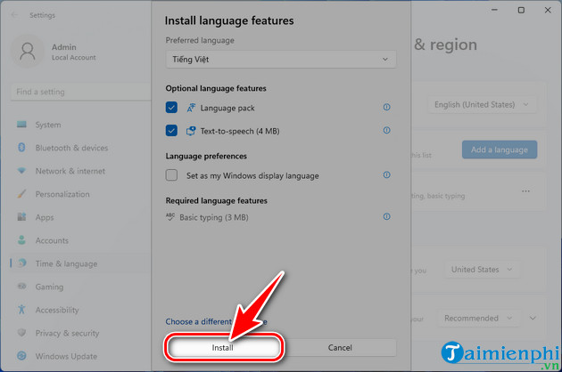 cach doi ngon ngu tieng viet tren windows 11