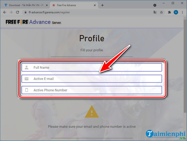 how to sign up for free fire ob31 advance server