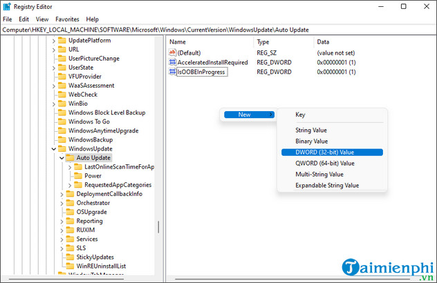 cach sua loi error 0x80070422 windows 11 Registry Editor