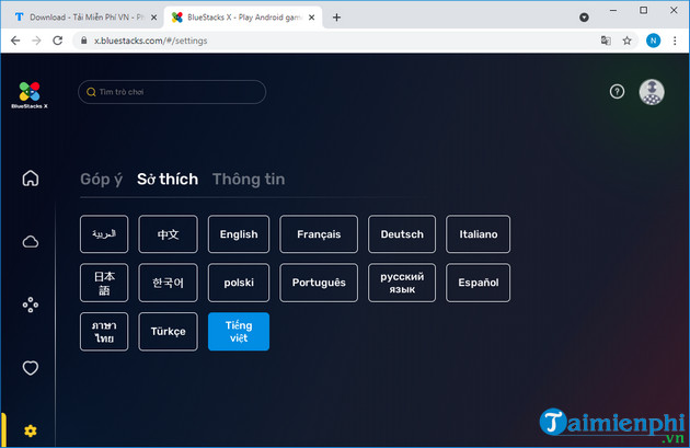 Cách đổi ngôn ngữ tiếng Việt trên BlueStacks X