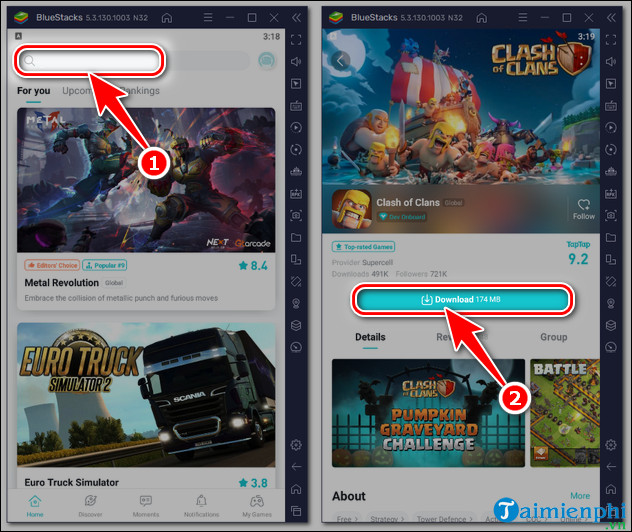 cach cai taptap tren bluestacks tai clash of clans