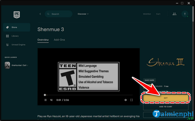 cach tai va choi game shenmue 3 mien phi tren epic games store