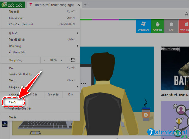 cach cai dat coccoc lam trinh duyet mac dinh tren windows 11