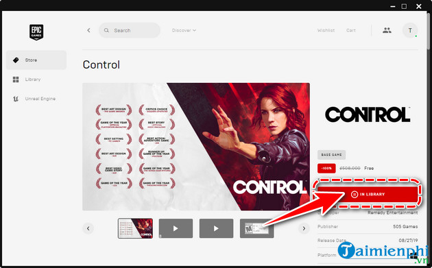 cach tai va choi game control mien phi tren epic games store
