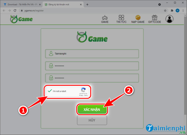 dang ky tai khoan ygame