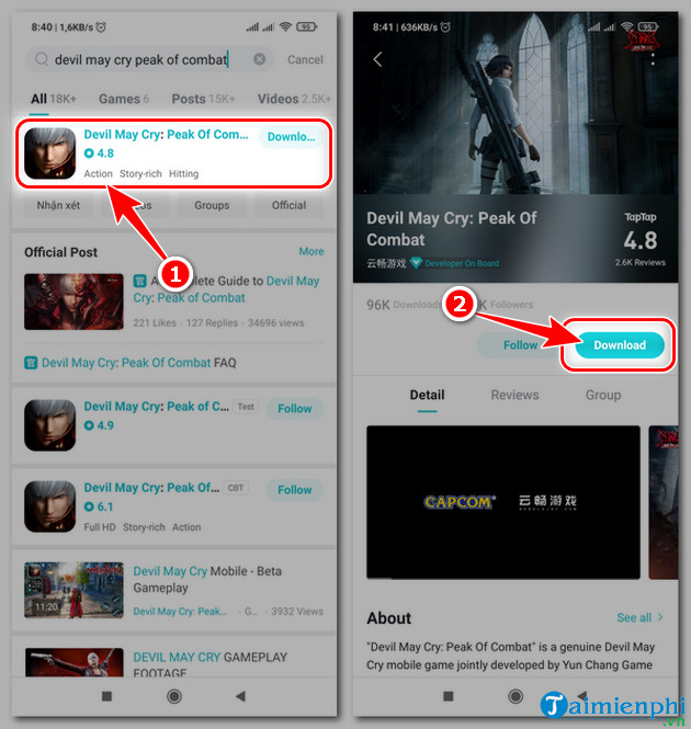 Cách tải và chơi Devil May Cry Mobile TQ trên Android, iPhone 10 cach tai va choi devil may cry mobile peak of combat tren iPhone