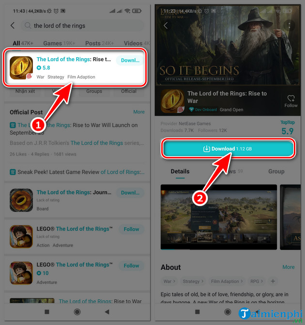 how to play the lord of the rings war on mobile phones