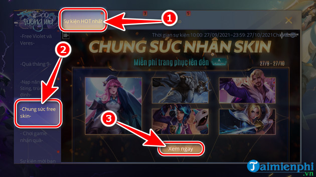 General event related to mobile, free skin, free 3