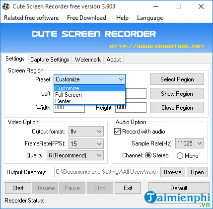 Cách quay video màn hình máy tính bằng Cute Screen Recorder Free