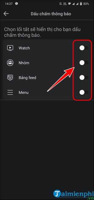 cach bat tat dau cham tren facebook iPhone