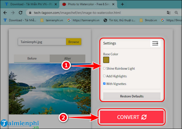 cach chuyen anh thanh giành giật mau nuoc tren web