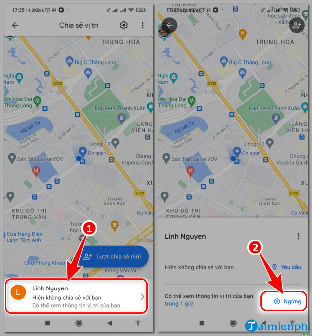 Cách bật tắt chia sẻ vị trí Google Maps thời gian thực trên Android, i