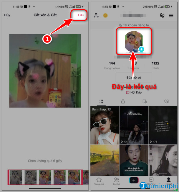 cach dat video lam anh dai dien tren tiktok tren iPhone