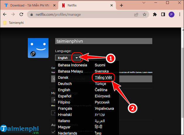 cach doi ngon ngu tieng viet tren netflix may tinh pc