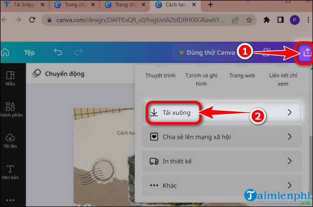 cach them watermark trong canva tren pc