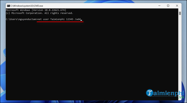 cach tao user windows 11 qua Command Prompt