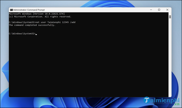 cach them tai khoan nguoi dung windows 11 bang Command Prompt