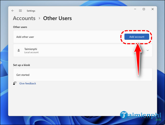 cach them tai khoan nguoi dung windows 11 trong cai dat
