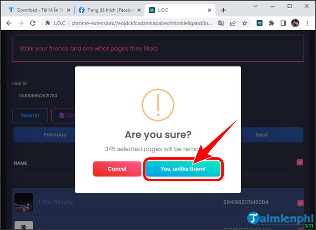 cach unlike nhieu page tren facebook tren trinh duyet