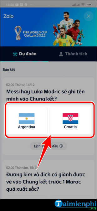 Cách tham gia Dự đoán World Cup cùng Zalo 9 cach tham gia du doan world cup tren zalo Android