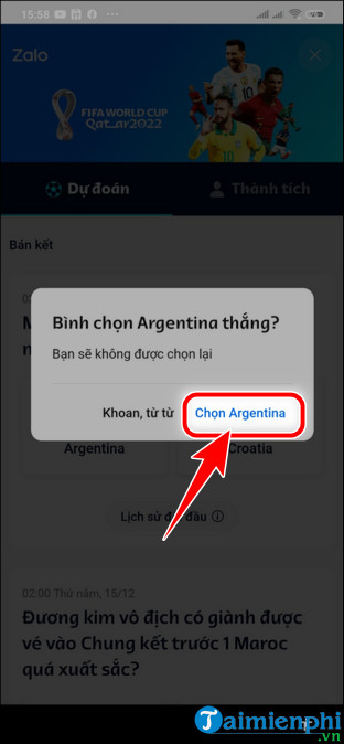 Cách tham gia Dự đoán World Cup cùng Zalo 10 cach tham gia du doan world cup tren zalo iOS