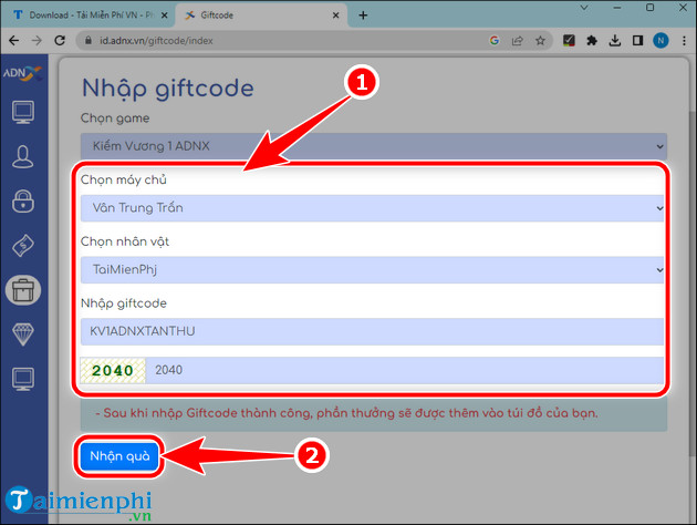 danh sach code kiem vuong 1 adnx mobile