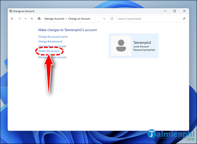 huong dan xoa tai khoan user windows 11 cu