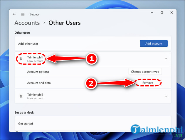 cach delete tai khoan user windows 11