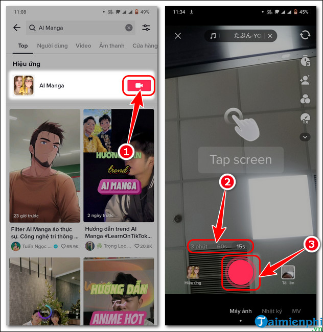 cach quay video ai manga tiktok tren iOS
