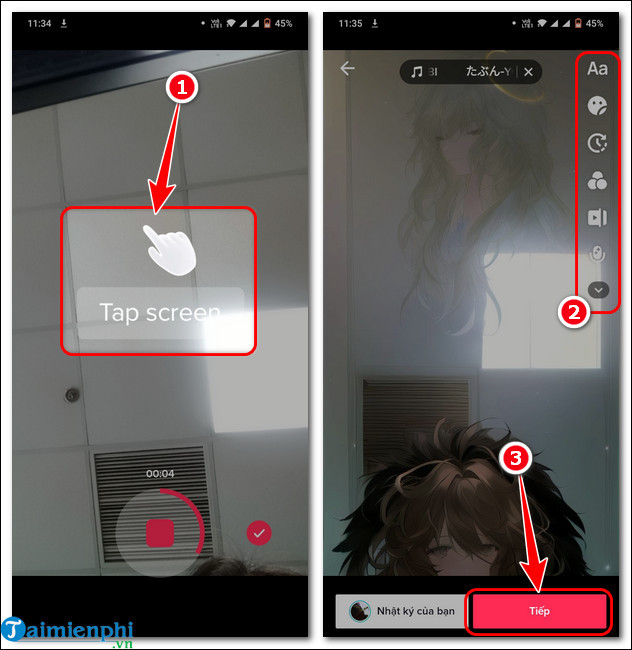 cach quay video ai manga tiktok tren dien thoai