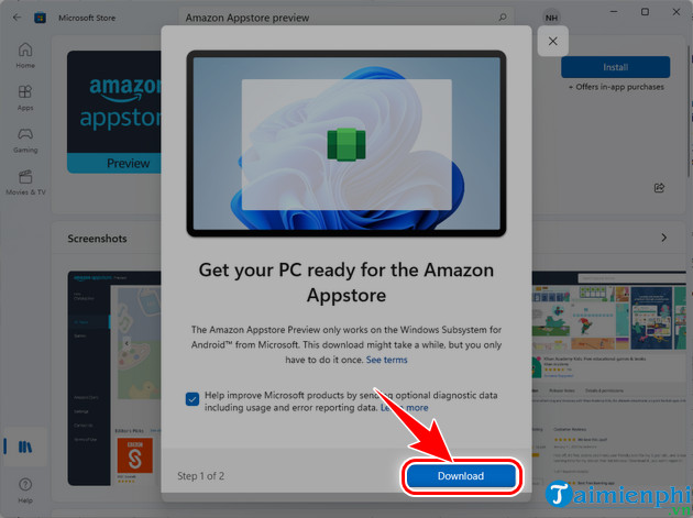 cach cai amazon appstore tren windows 11 microsoft store