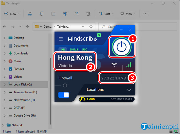 cach su dung windscribe chuyen IP tren may tinh
