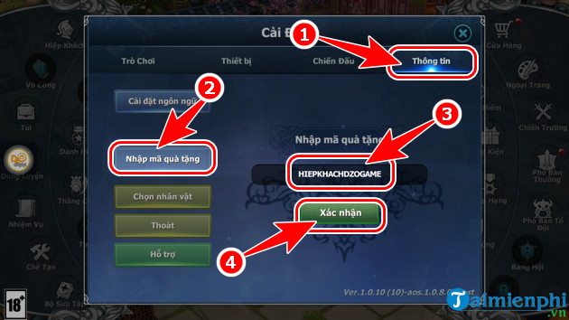 Code Hiệp Khách Mobile DzoGame mới nhất 8 giftcode hiep khach mobile dzogame