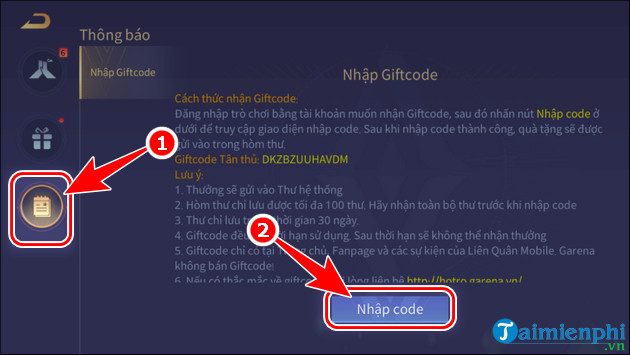 giftcode game lien quan mobile moi nhat