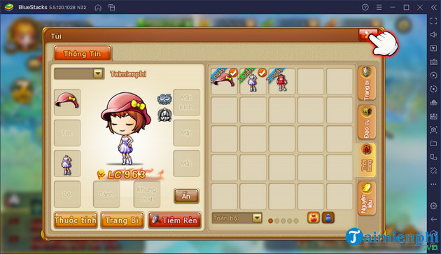 Cách chơi trò chơi gốc gunny trên Android BlueStacks