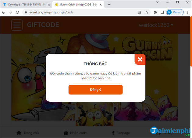 huong dan doi giftcode gunny origin moi nhát