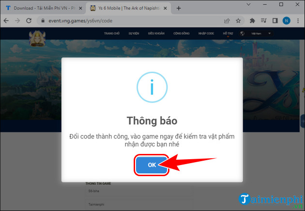 full nhap code Ys 6 Mobile VNG