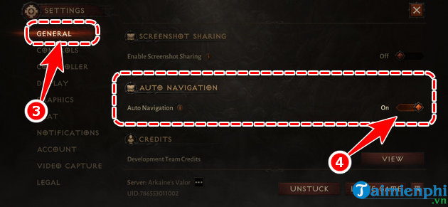 cach bat auto navigation trong diablo immortal tu dong di chuyen nhan vat 4