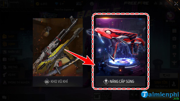 cach nang cap skin sung trong free fire