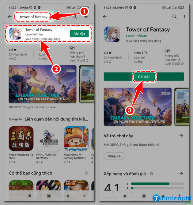 cach tai va choi tower of fantasy tren android tai viet nam
