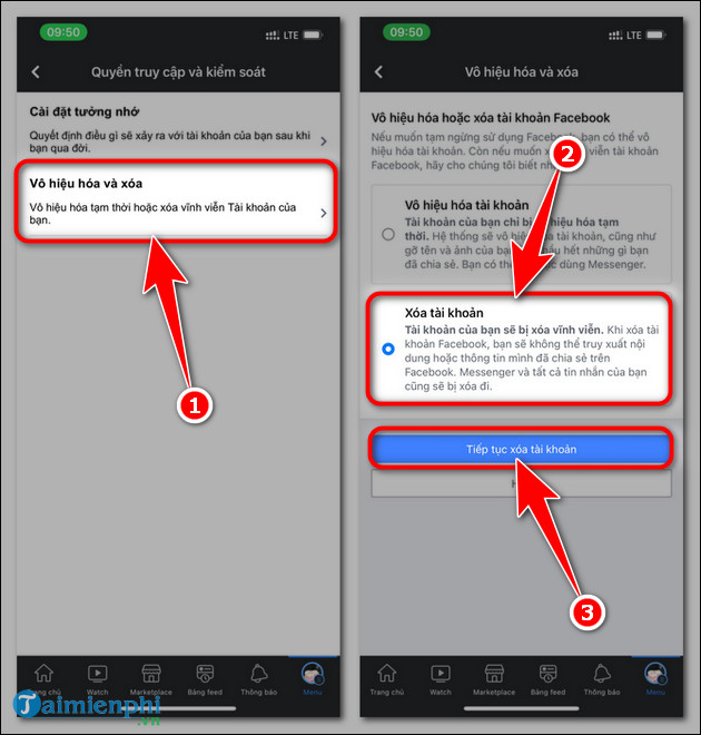 cach xoa tai khoan facebook bi hack tren iOS