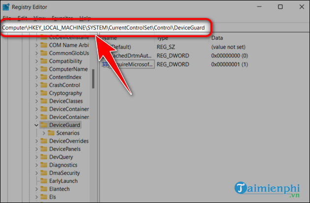 cach bat tat vbs windows 11 bang Registry