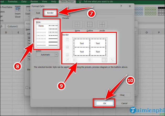 cach dinh dang duong vien excel