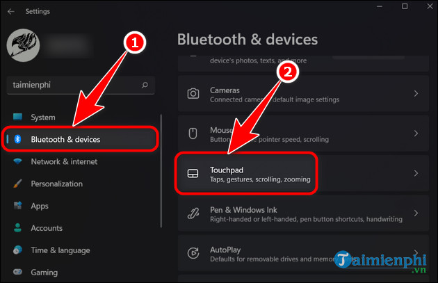 cach tat touchpad windows 11