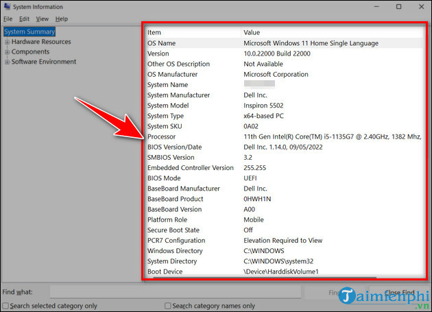 4 Cách kiểm tra cấu hình máy tính Win 11 bằng lệnh, phần mềm 9 cach kiem tra cau hinh may tinh win 11 qua msinfo32