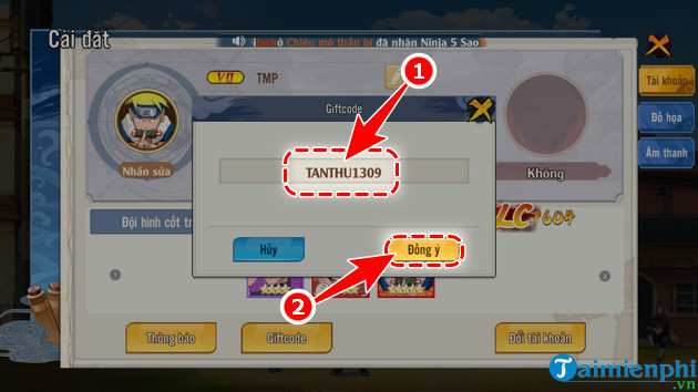 nhap giftcode lien minh nhan gia mobile