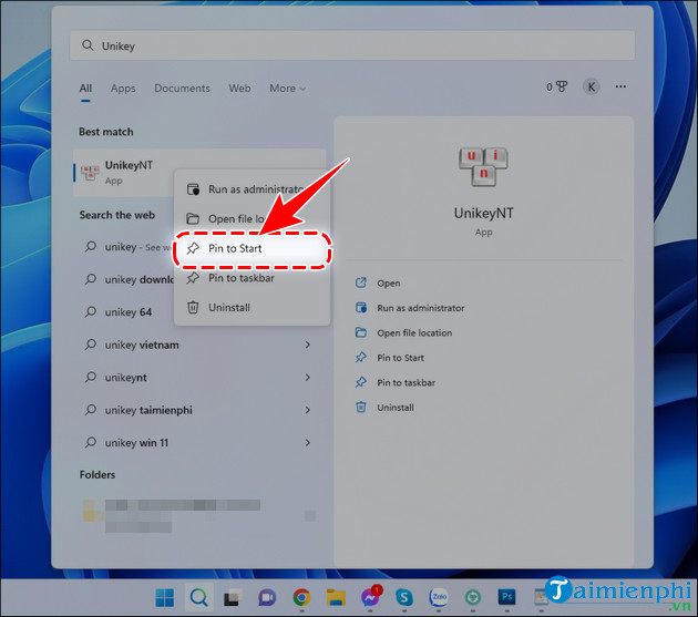 Cách đưa Unikey ra màn hình Desktop, Taskbar, Menu Start